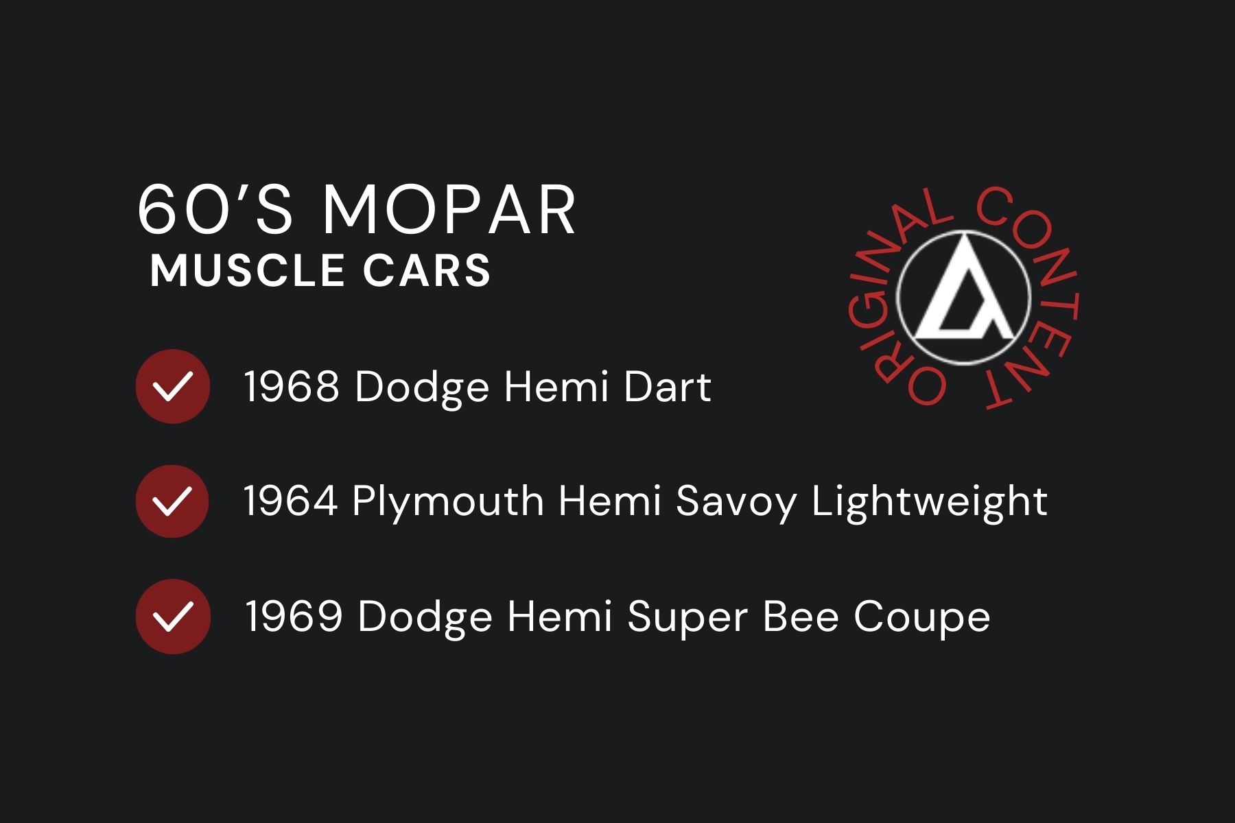 60s MOPAR muscle cars