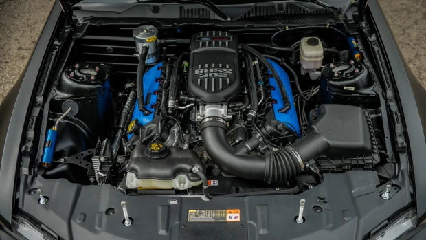 Ford Mustang Boss 302S with adjustable dampers, wheels, and suspension upgrades