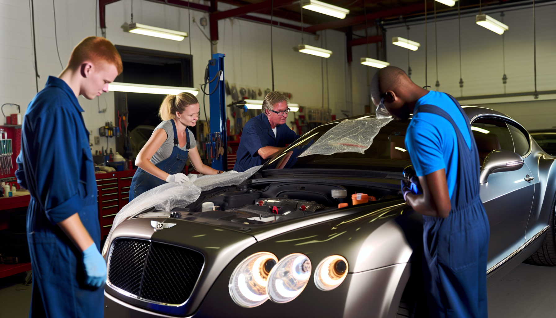 Meticulous repair work on a Bentley vehicle