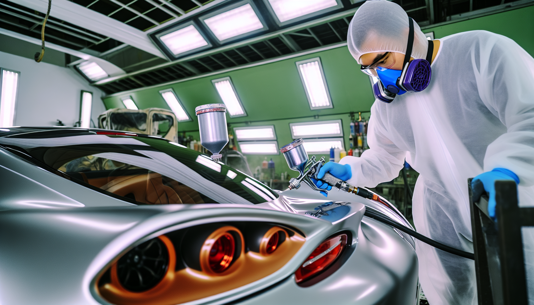 Specialty paintwork on exotic car after collision repair